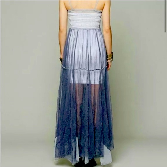 SUPER RARE Free People Intimately Free Sheer Boho Raw Tulle Maxi Dress Size XS - Picture 2 of 9